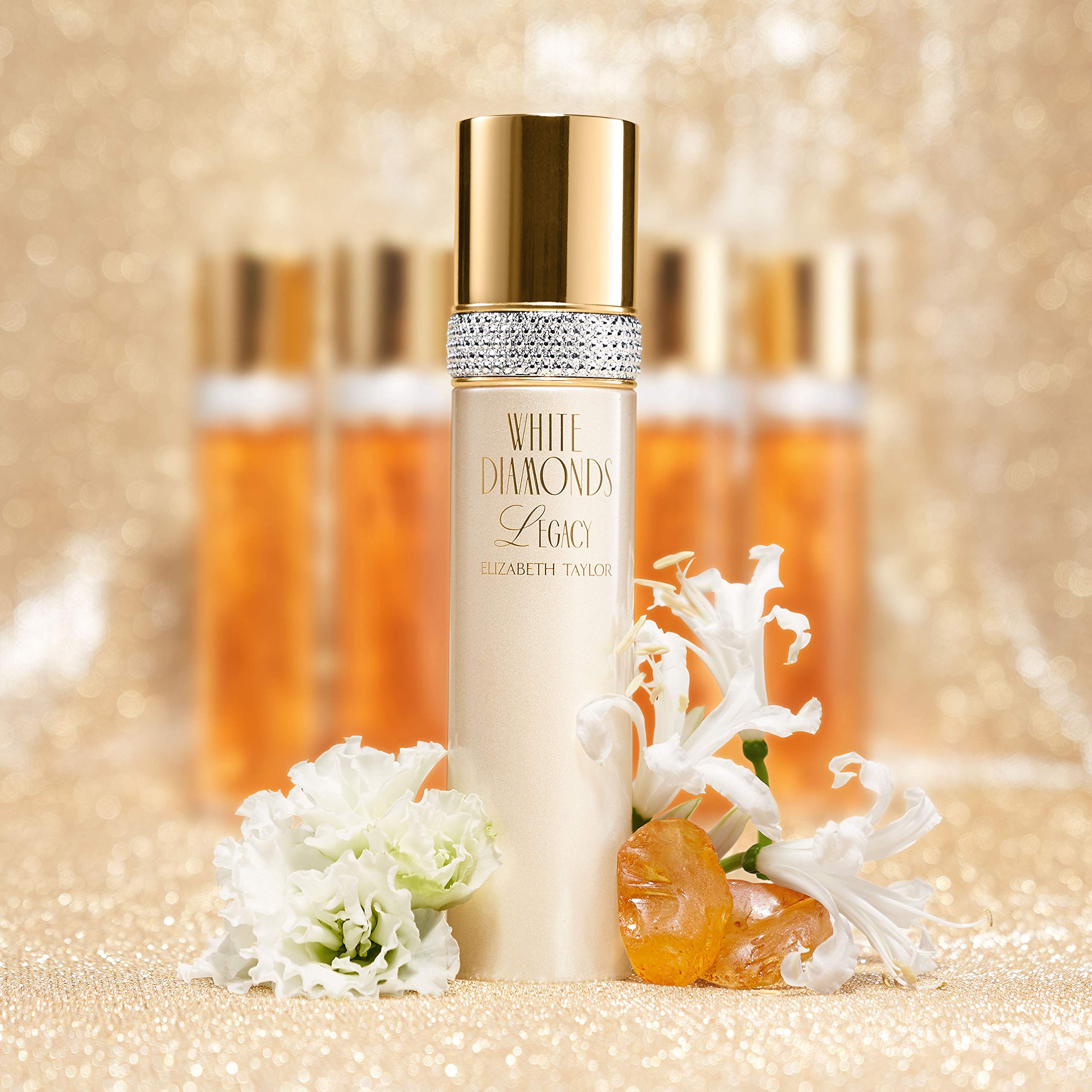Elizabeth Taylor White Diamonds Legacy spray application demonstrates easy, even fragrance mist for effortless wear