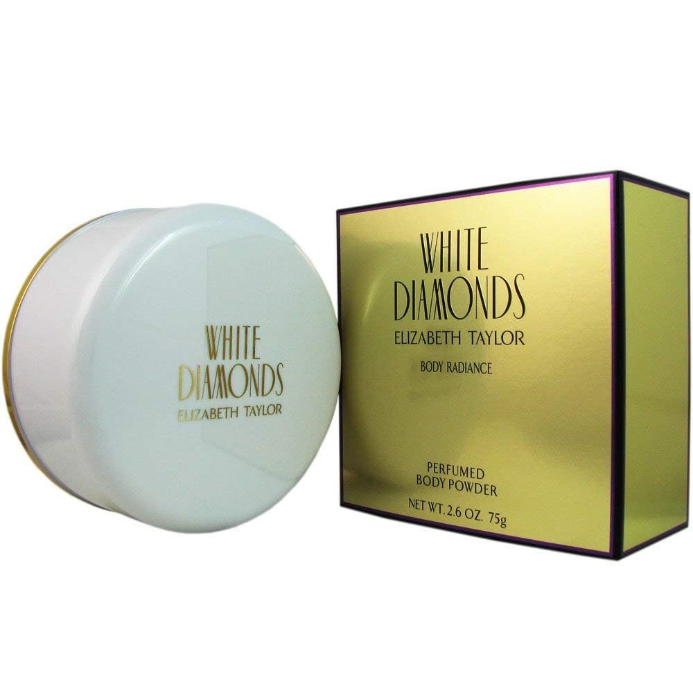 Elizabeth Taylor White Diamonds powder dusting showcases silky skin and fragrance