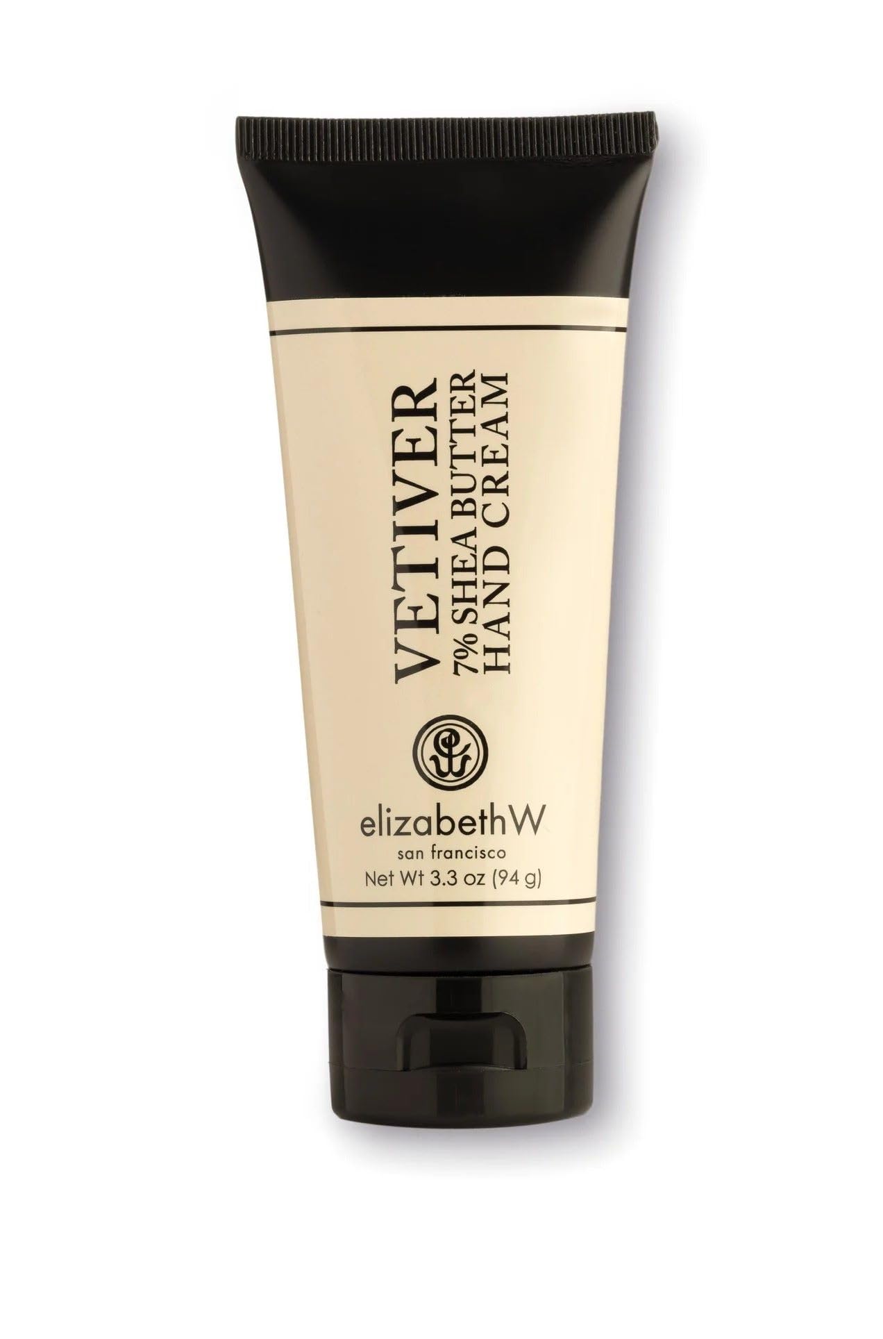 Elizabeth W hand cream texture close-up with vetiver and citrus notes for smooth skin.