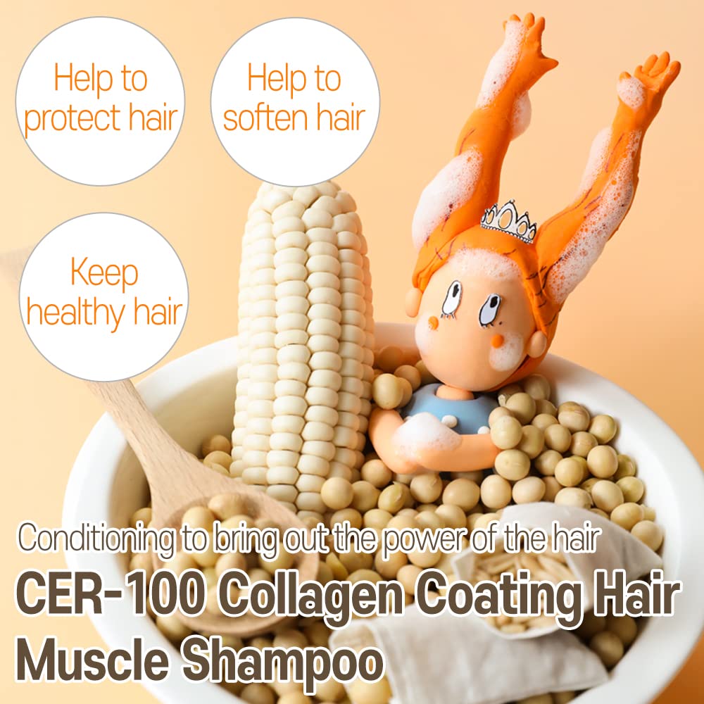Elizavecca CER-100 shampoo on a vanity with fresh towels.