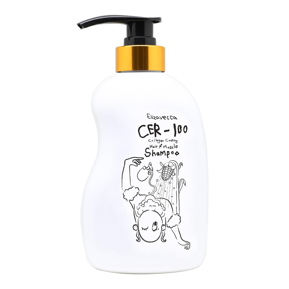 Elizavecca CER-100 shampoo bottle for daily cleansing and hair vitality.