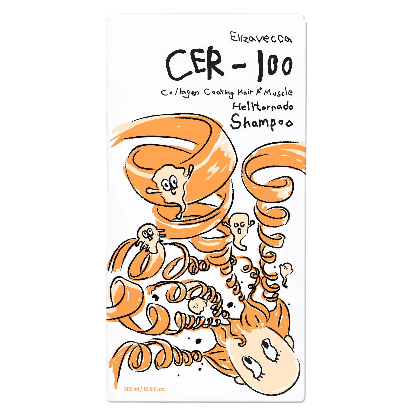 Elizavecca CER-100 label detail highlights collagen coating concept for hair texture.