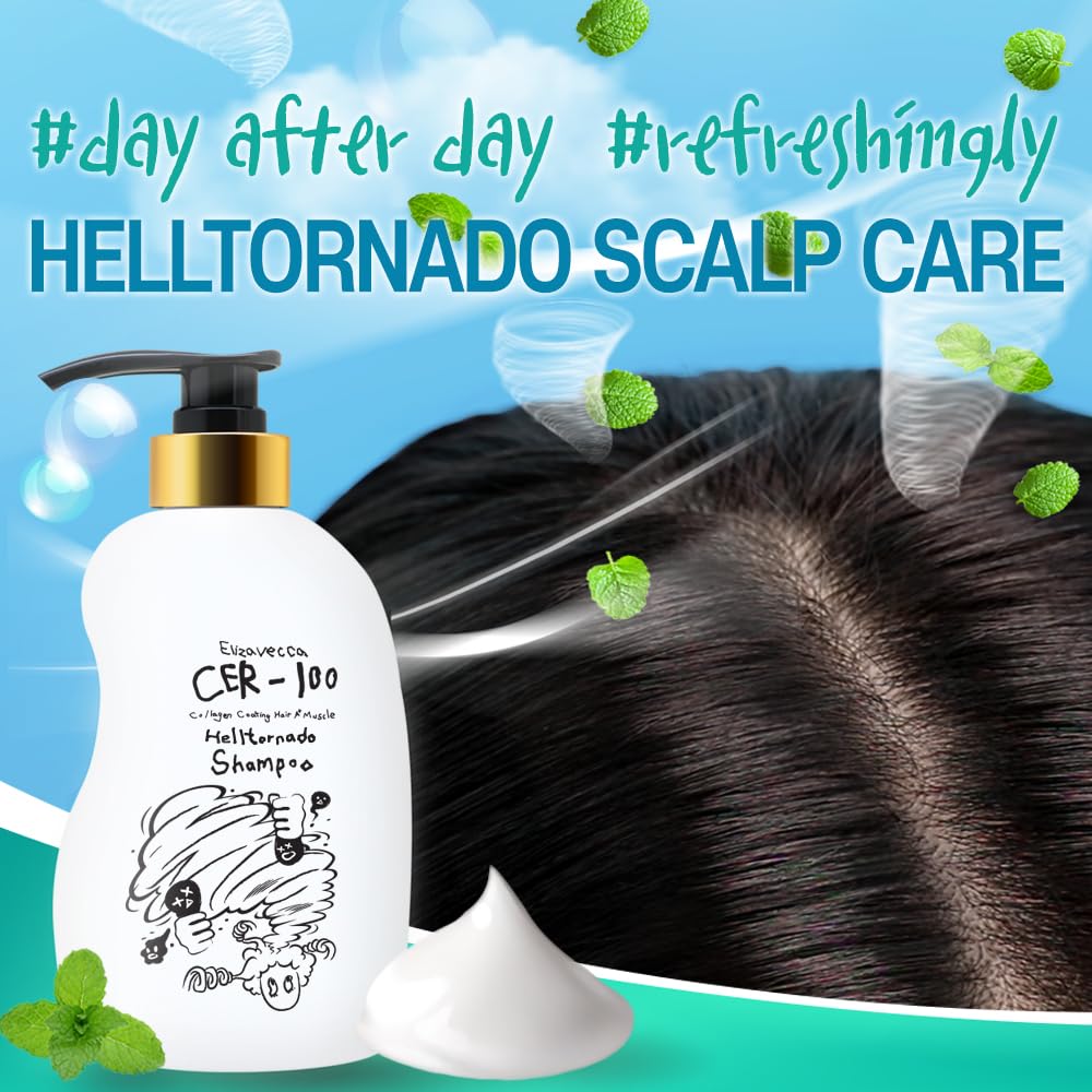 Elizavecca CER-100 shampoo scalp-care shot emphasizes oily scalp care.