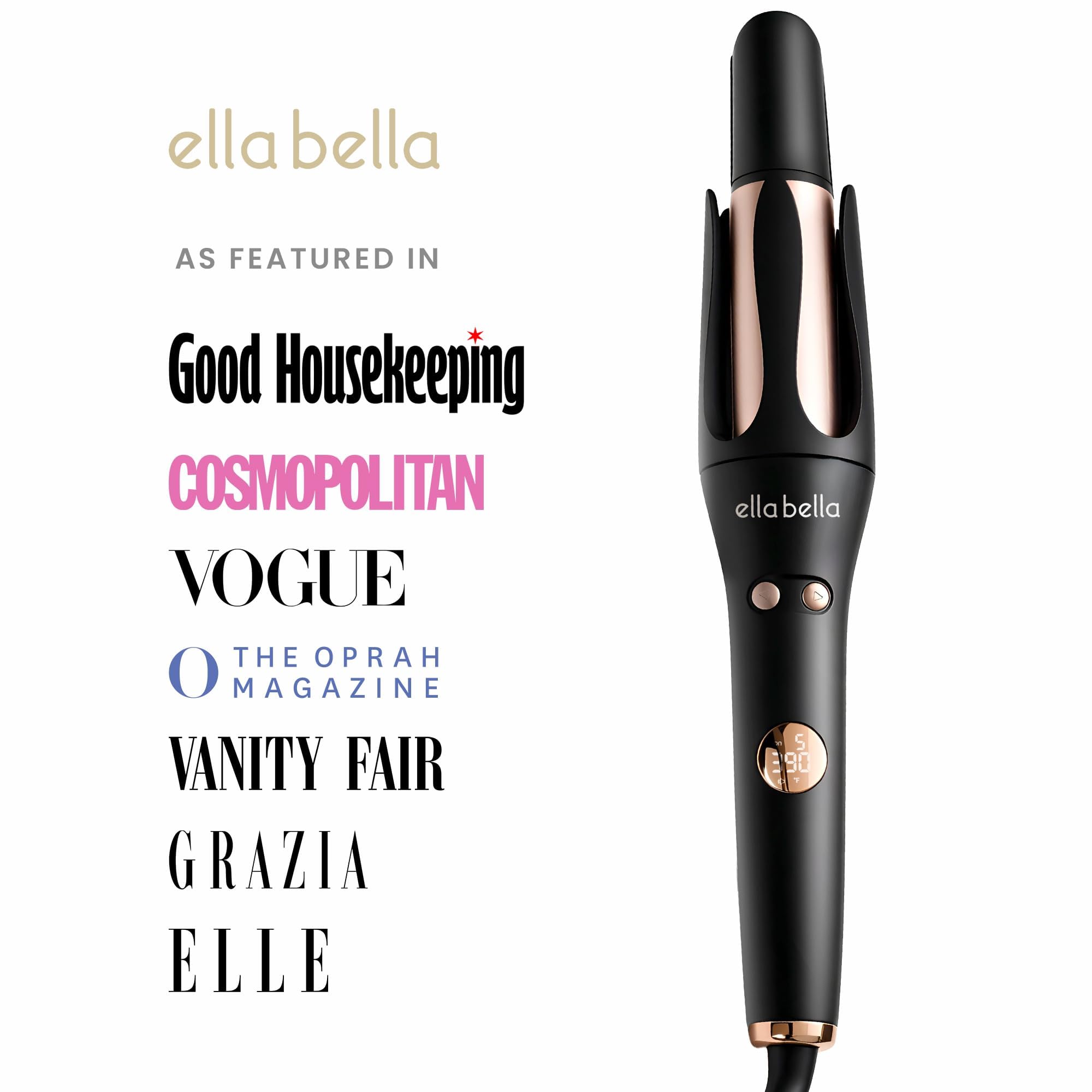 ELLA BELLA auto-rotation barrel speeds up styling for quick curls.