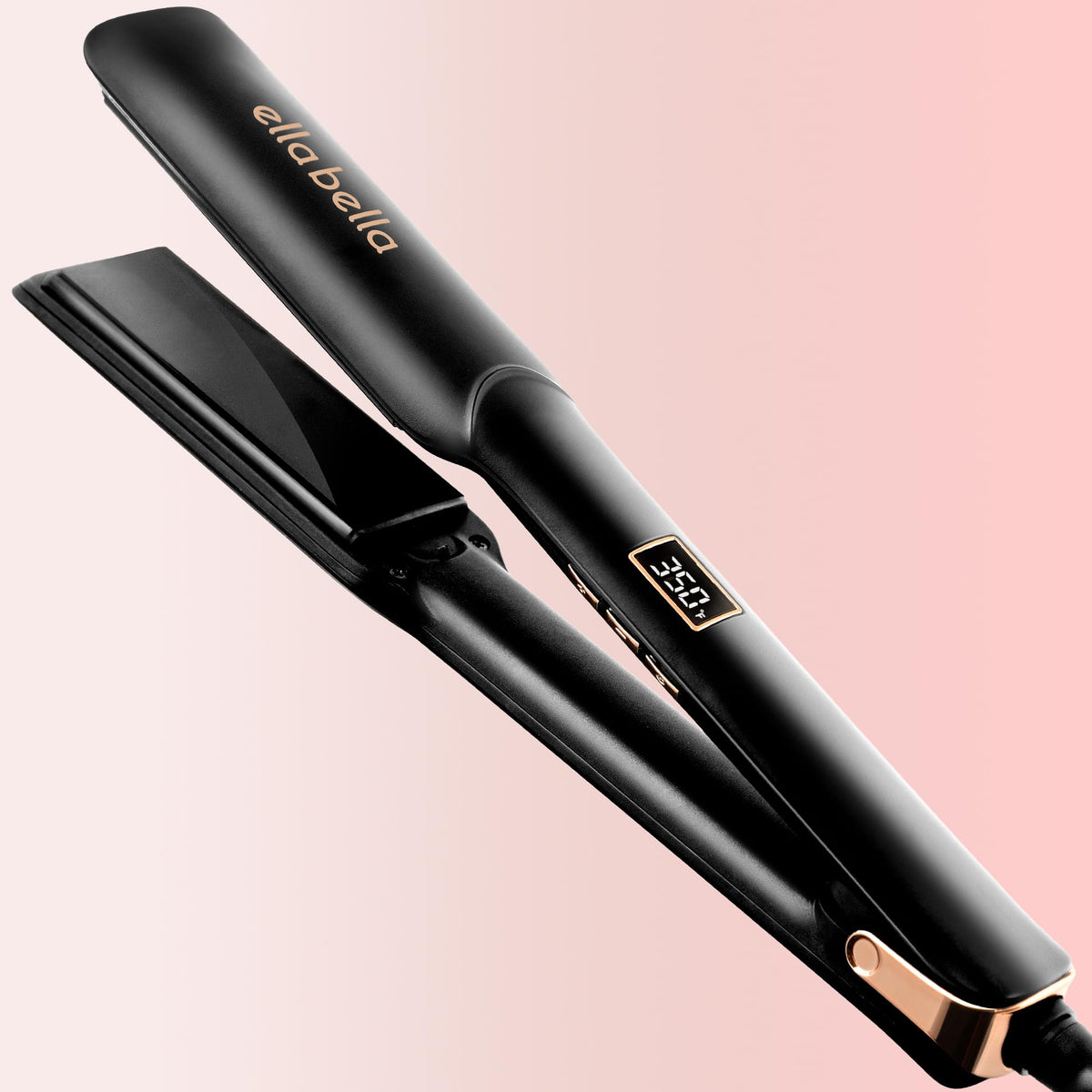 ELLA BELLA Ceramic Flat Iron with digital display for precise temperature control and styling.