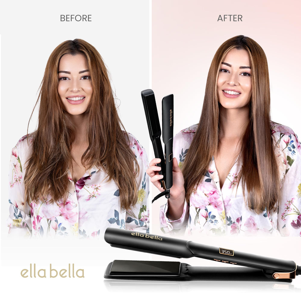 ELLA BELLA ceramic flat iron plates closeup highlighting floating plates.