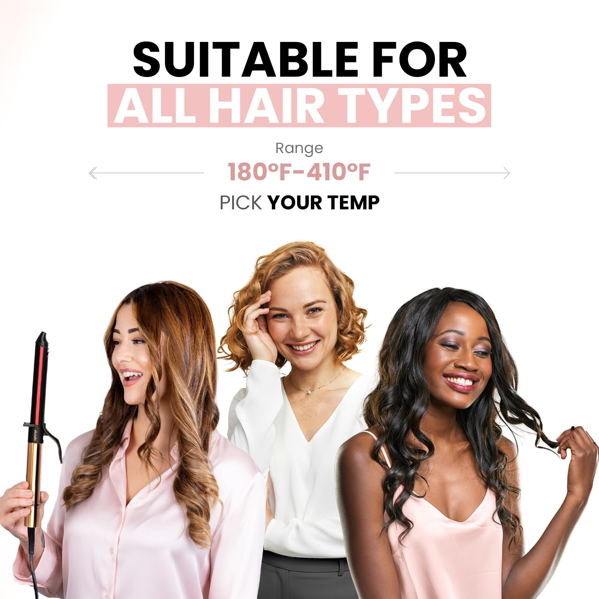 ELLA BELLA Curling Iron ergonomic handle for comfortable styling sessions.