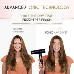 ELLA BELLA Ionic Salon Hair Dryer with diffuser attachment for even curl boost