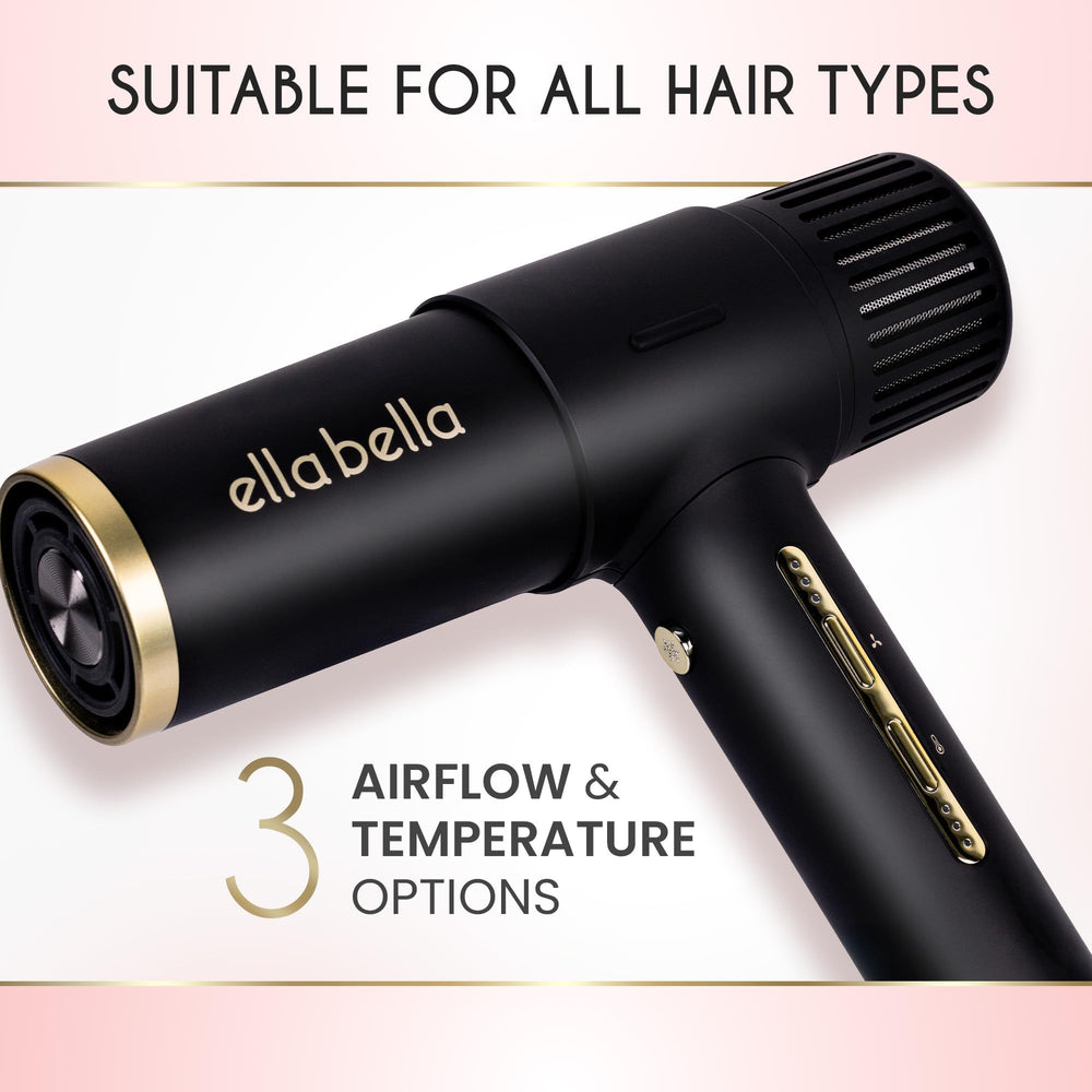 ELLA BELLA Ionic Salon Hair Dryer lightweight design reduces fatigue during styling