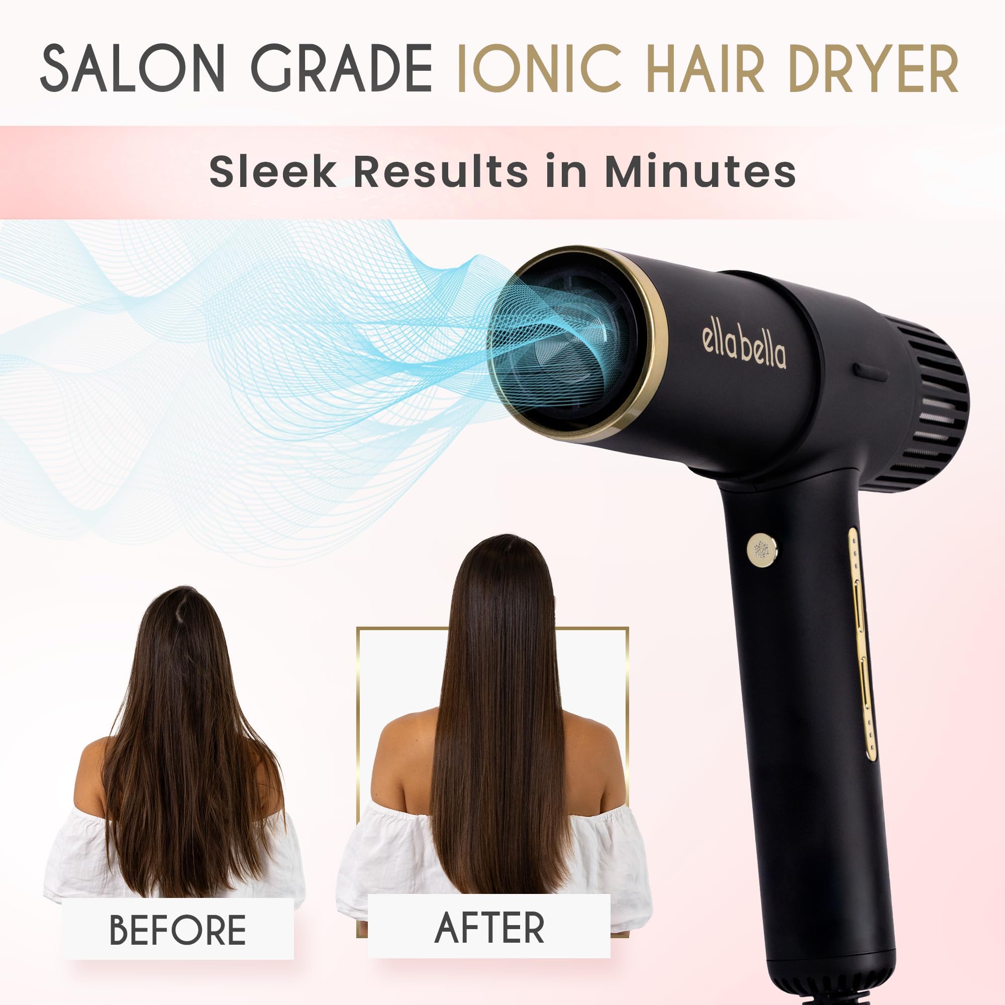 ELLA BELLA Ionic Salon Hair Dryer snap-on diffuser for natural waves