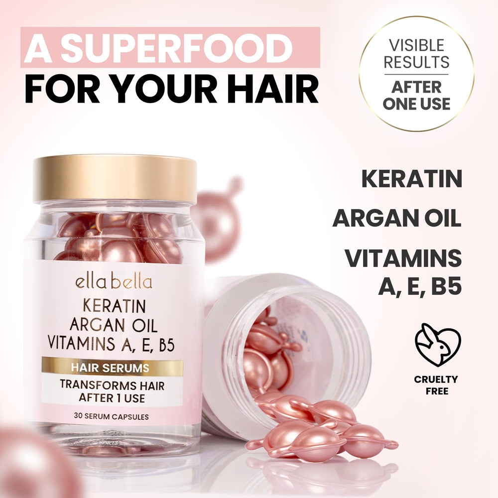 ELLA BELLA Keratin Serum night repair application on hair strands