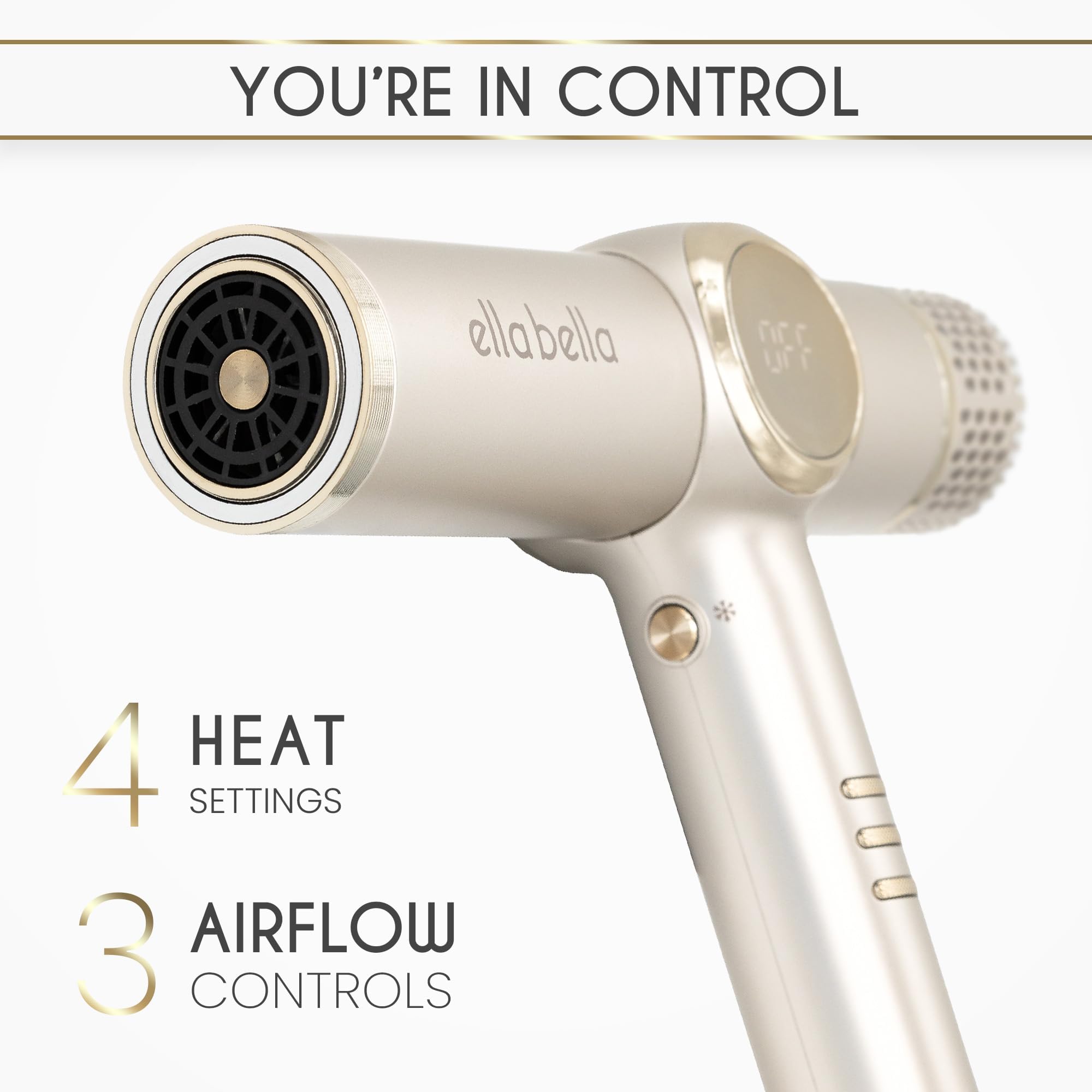 ELLA BELLA lightweight hair dryer offers ergonomic handling