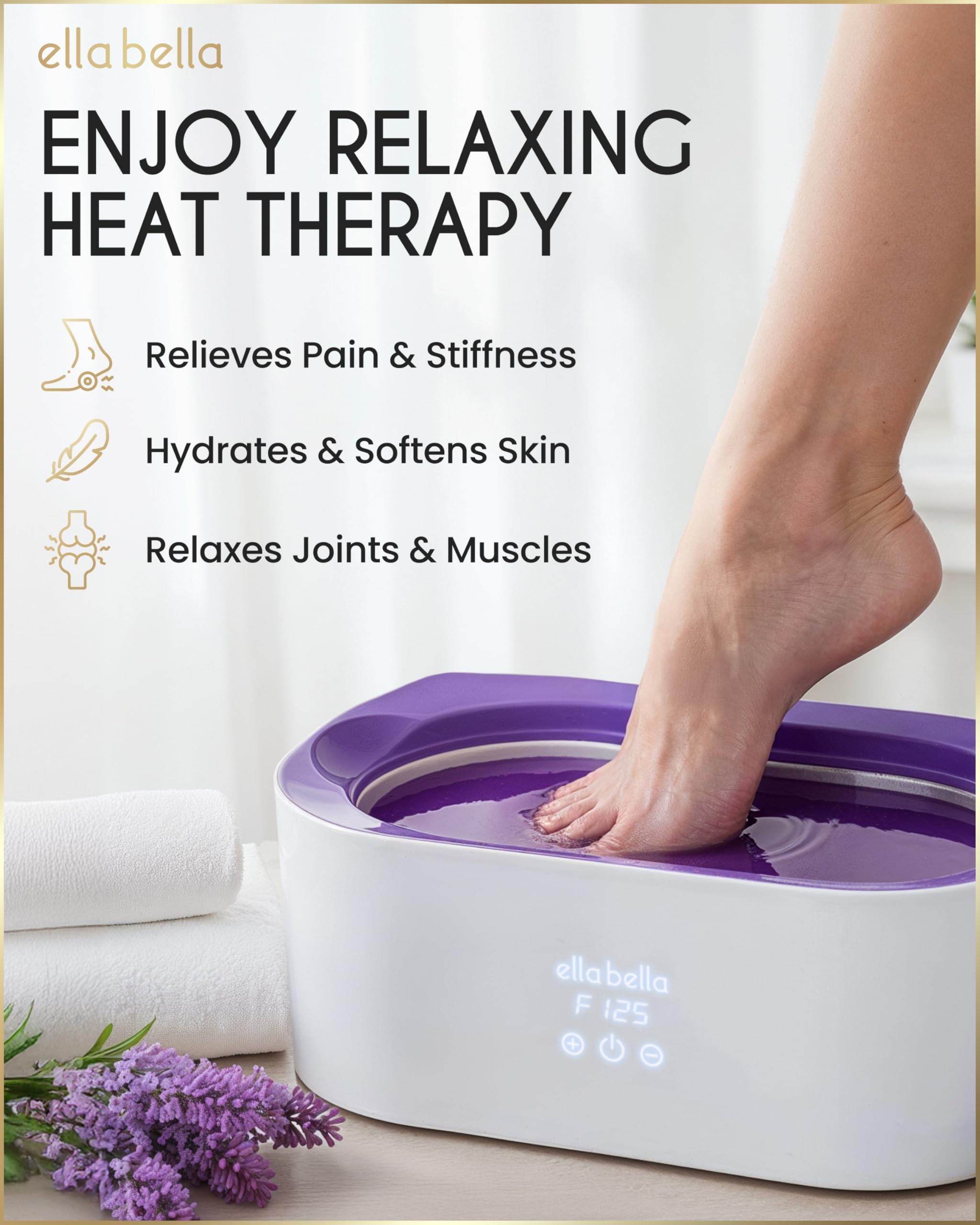 ELLA BELLA paraffin wax refills displayed for extended pampering sessions