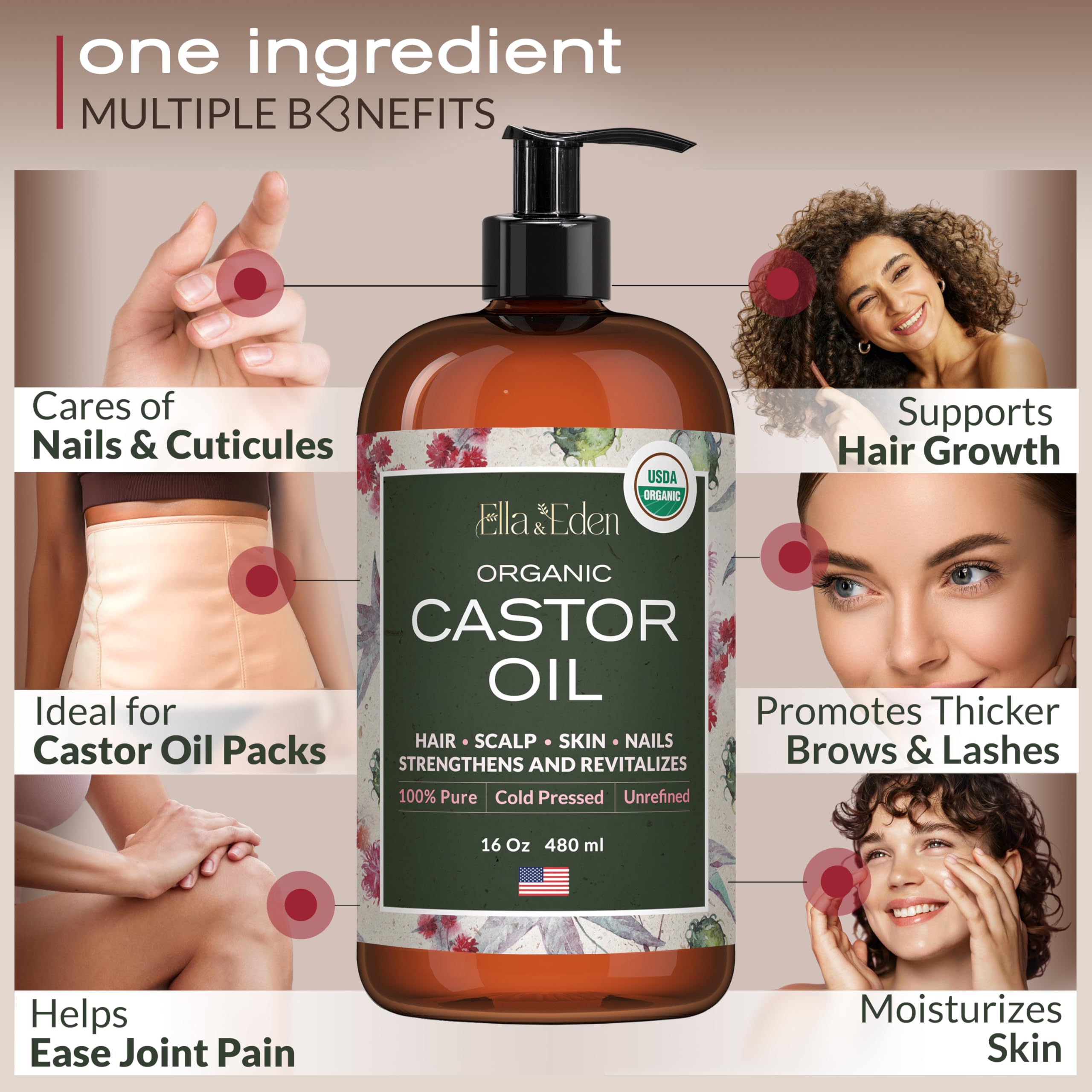 Ella & Eden castor oil hair-treatment promotes fuller, shinier hair with weekly use.