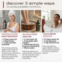 Ella & Eden cold-pressed castor oil close-up highlighting rich texture for nourishment.