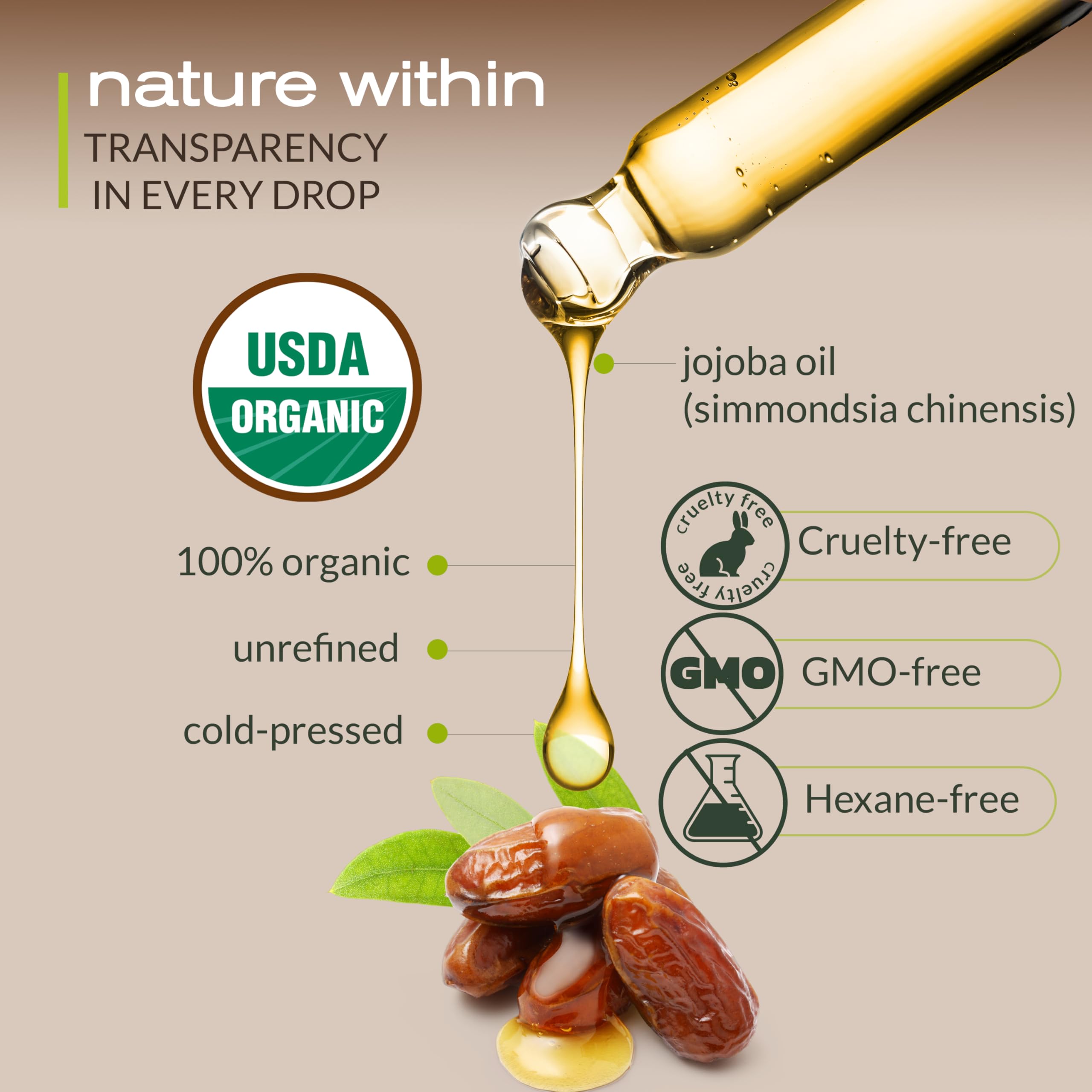 Ella & Eden Jojoba Oil dropper enables precise, mess-free application.