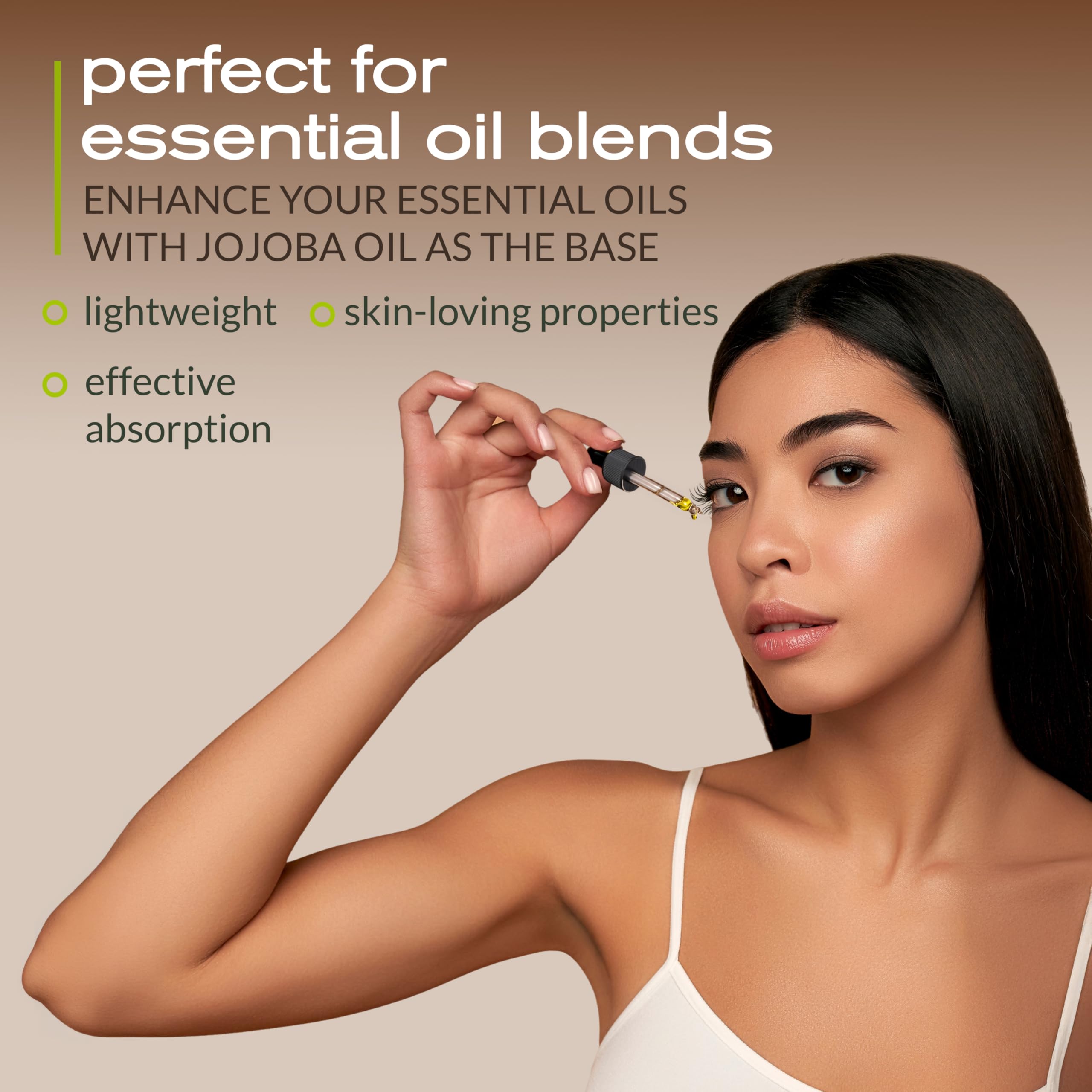 Ella & Eden Jojoba Oil hair-care scene shows shine and scalp nourishment.