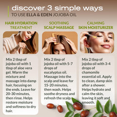 Ella & Eden Jojoba Oil pour close-up highlights smooth texture for easy distribution.