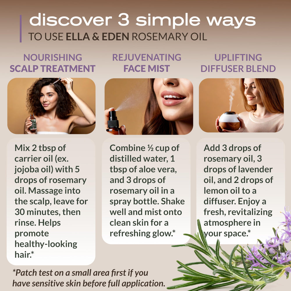 Ella & Eden rosemary oil diffuser scene suggesting calming aromatherapy.
