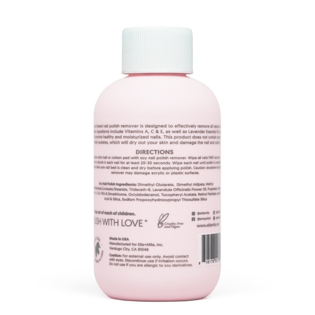 Ella Mila 30-second application step for quick, gentle polish removal.