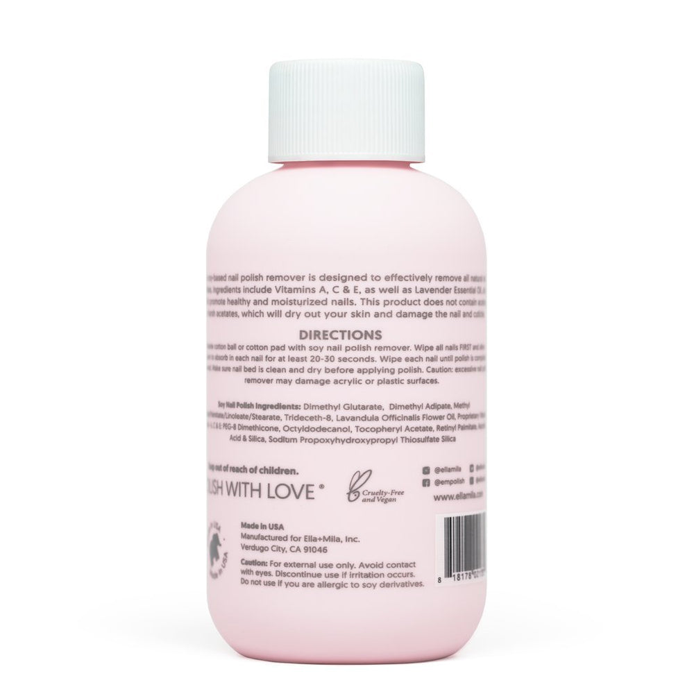 Ella Mila 30-second application step for quick, gentle polish removal.