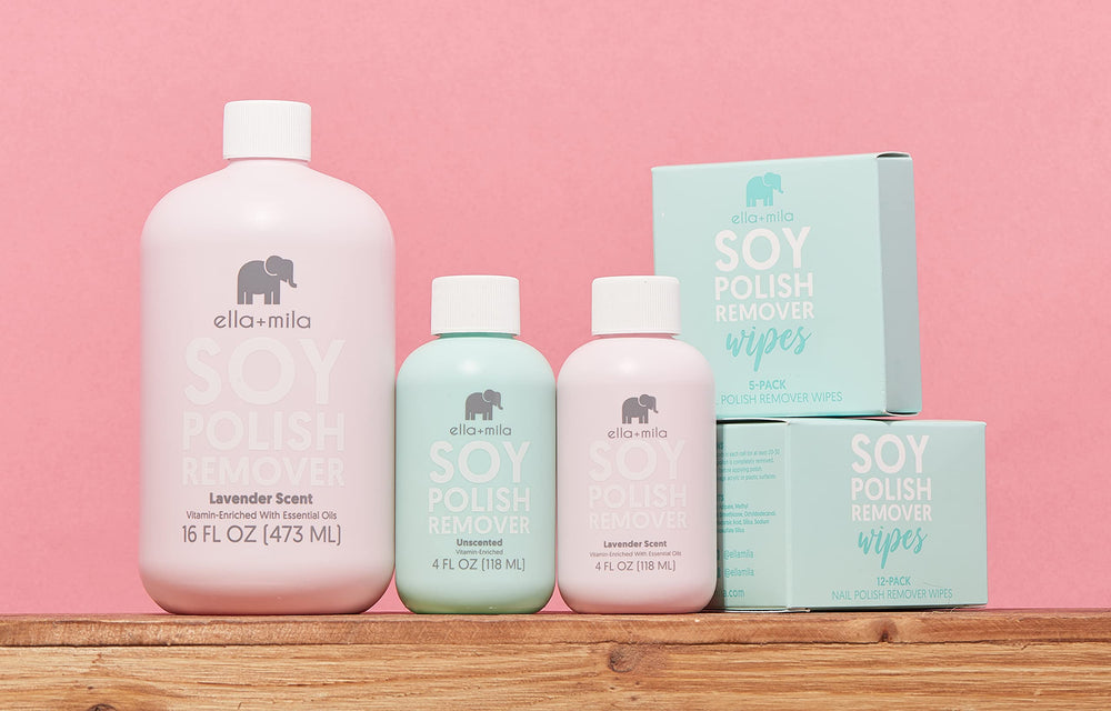 ella-mila simple application cue: cotton pad, 30 seconds, wipe away polish