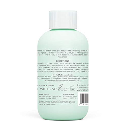 ella-mila 4 oz bottle offers convenient, eco-friendly nail polish removal