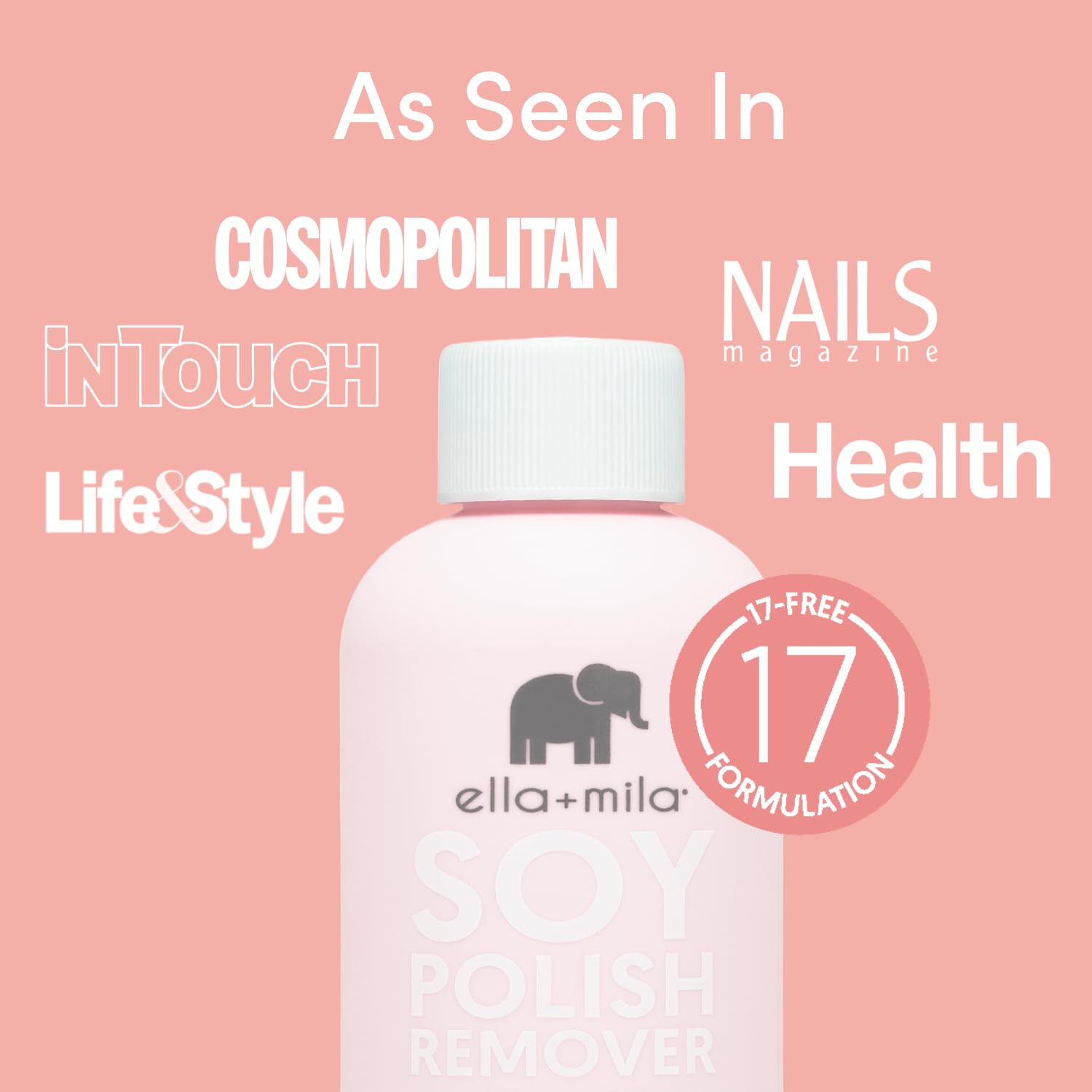 Lavender oil in Ella Mila remover nourishes nails during polish removal.