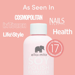 Lavender oil in Ella Mila remover nourishes nails during polish removal.