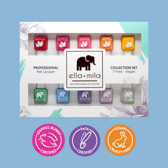 ella-mila me collection display of diverse hues highlighting color variety.