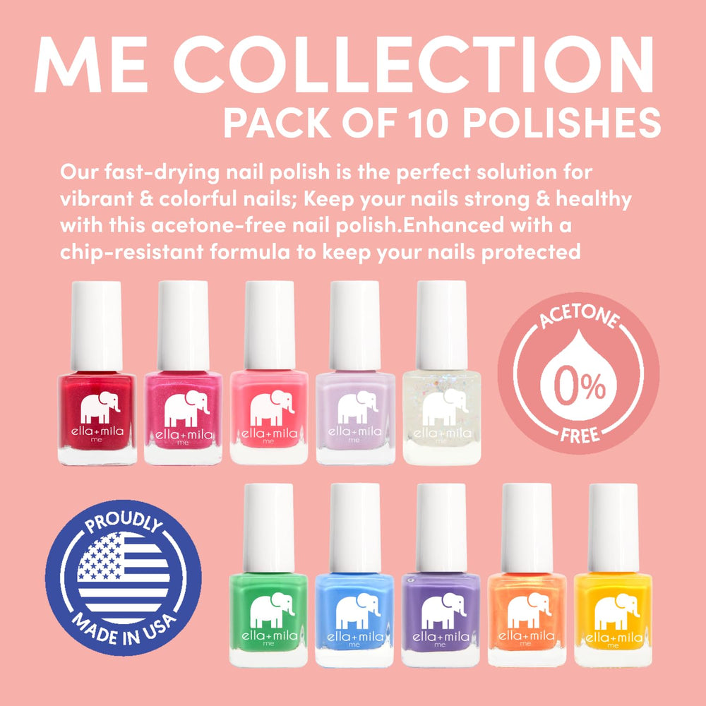 ella-mila me collection quick-dry polish being brushed on for fast, efficient color.