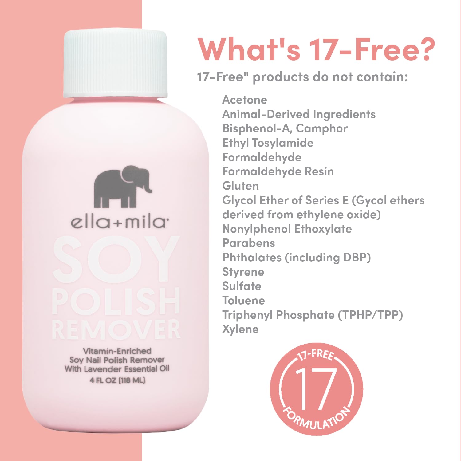 Non-acetone formula from Ella Mila minimizes drying on natural nails.