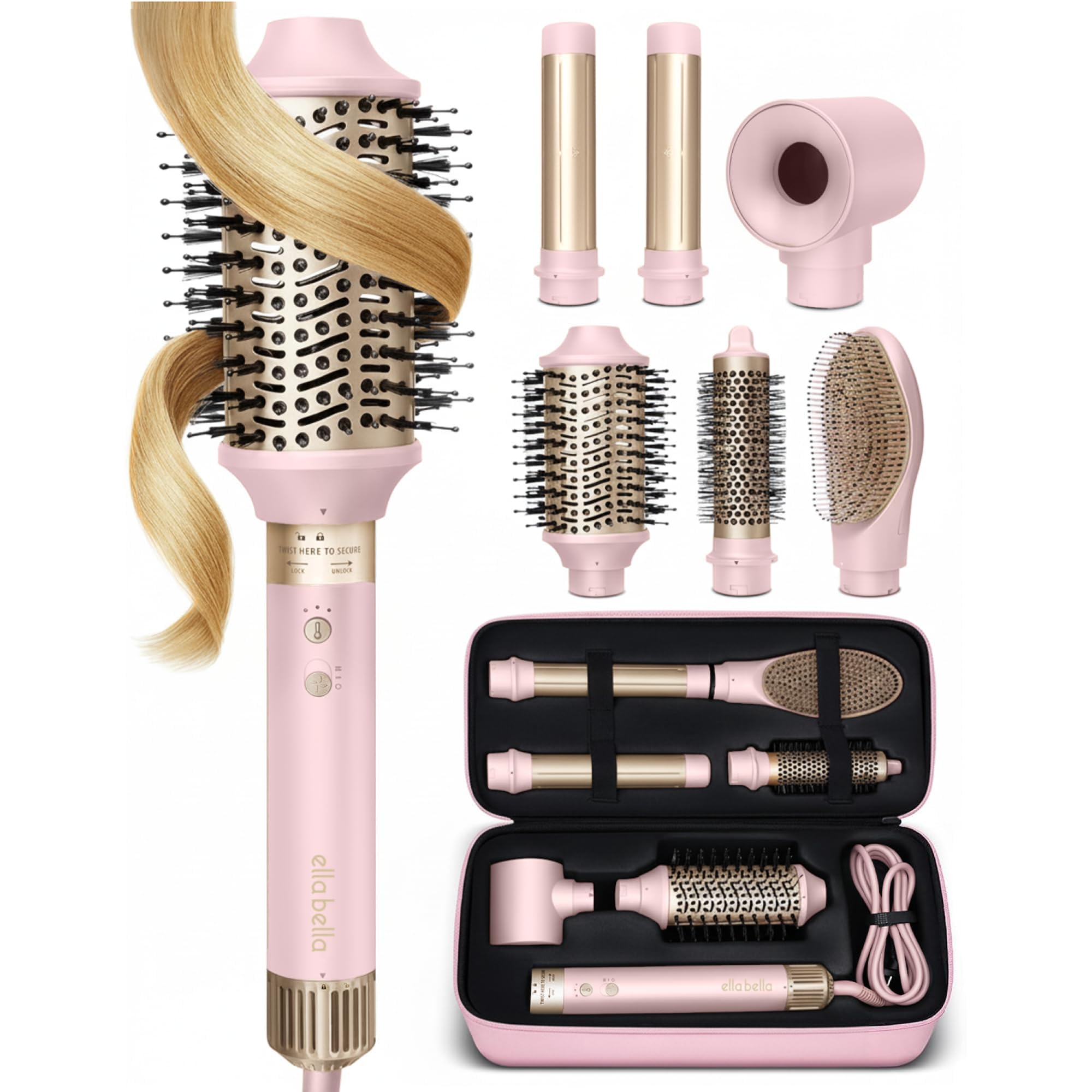 ELLA BELLA 6in1 hot air styler dryer in action for fast, smooth styling.