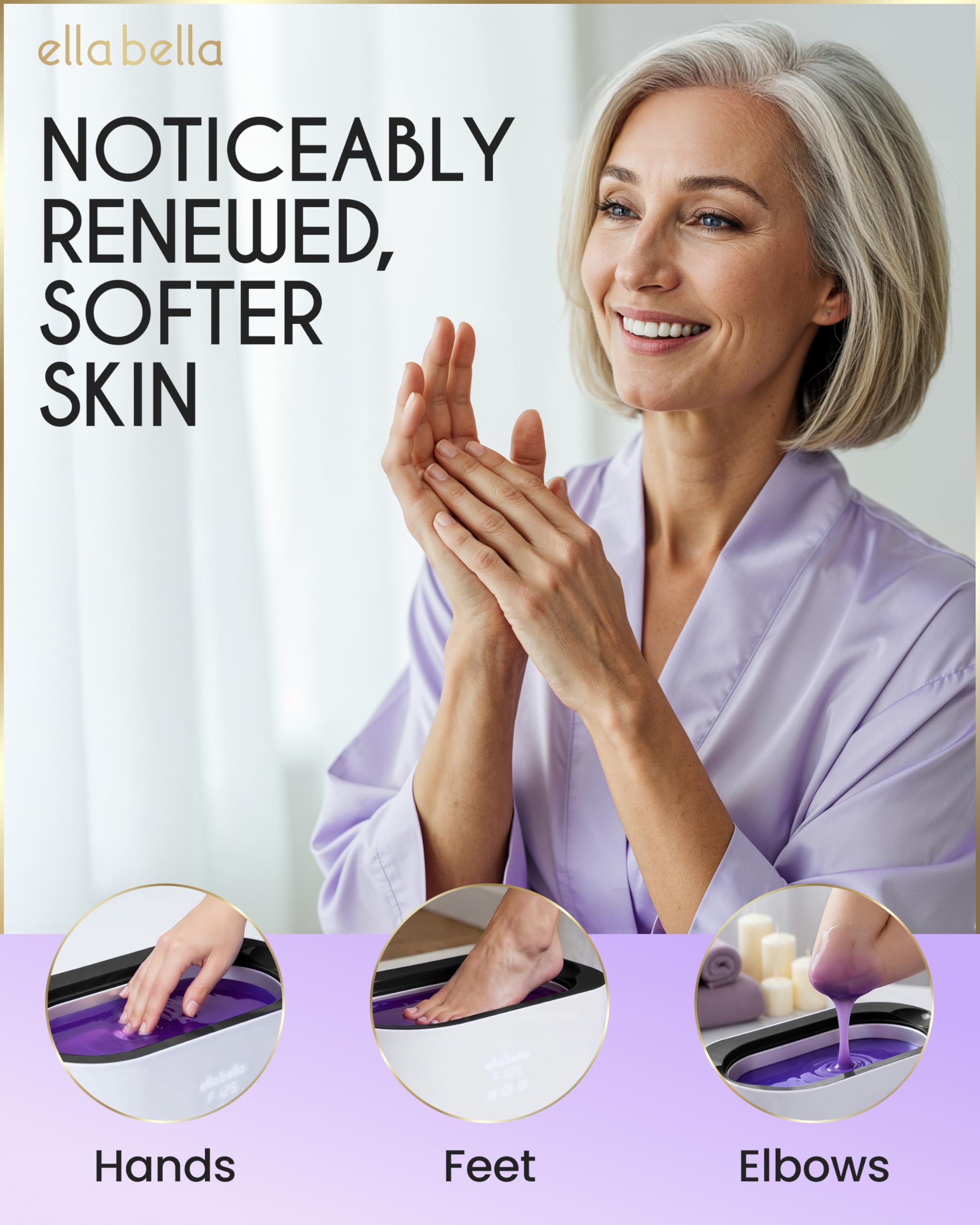ELLA BELLA at-home spa setup showcasing relaxing warm wax experience.