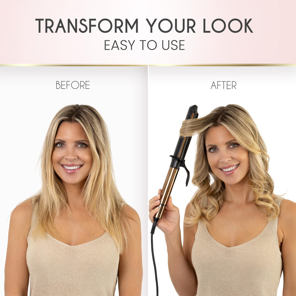 ELLA BELLA Curling Iron 1.5in heat-resistant carry case and mat for safety.