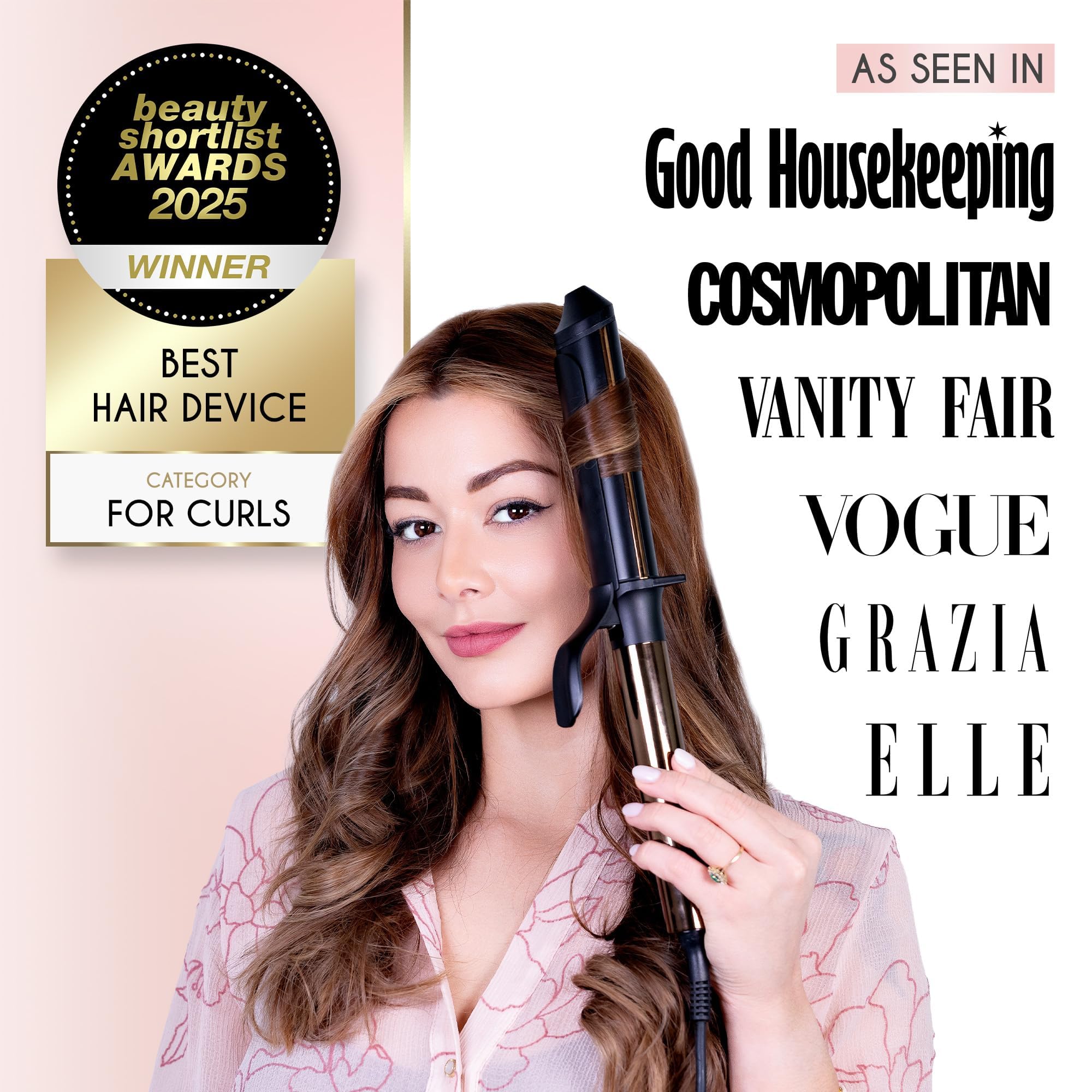 ELLA BELLA Curling Iron 1.5in digital display delivers precise heat control.
