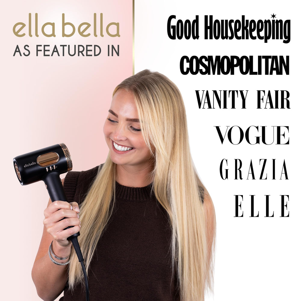 ELLA BELLA diffuser attachment enabling versatile styling for curls and waves.