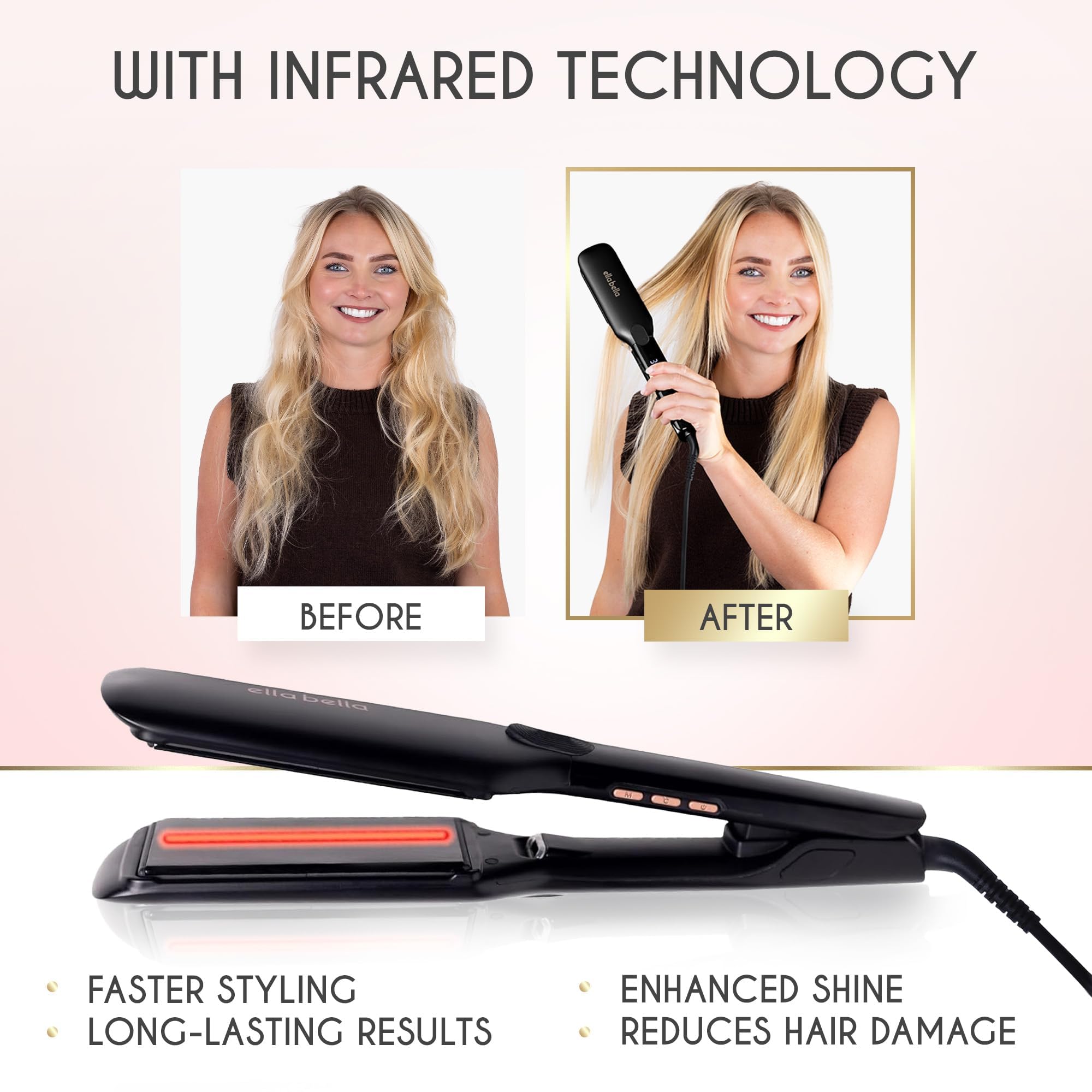 ELLA BELLA dual voltage compatibility makes worldwide styling easy.