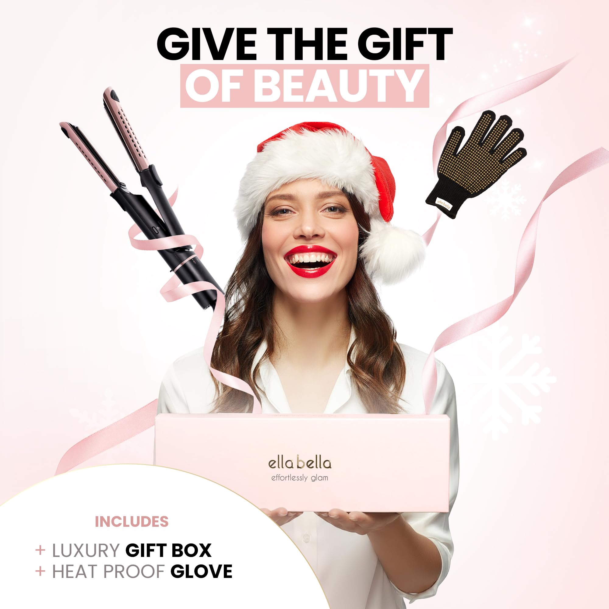 ELLA BELLA 360° airflow technology visual for faster curls with less frizz.