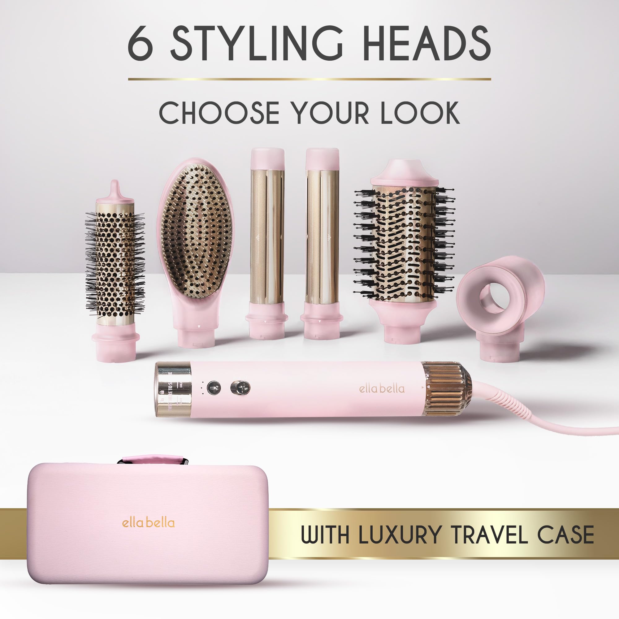 ELLA BELLA intelligent heat control selects temperature and wind for various hair types.