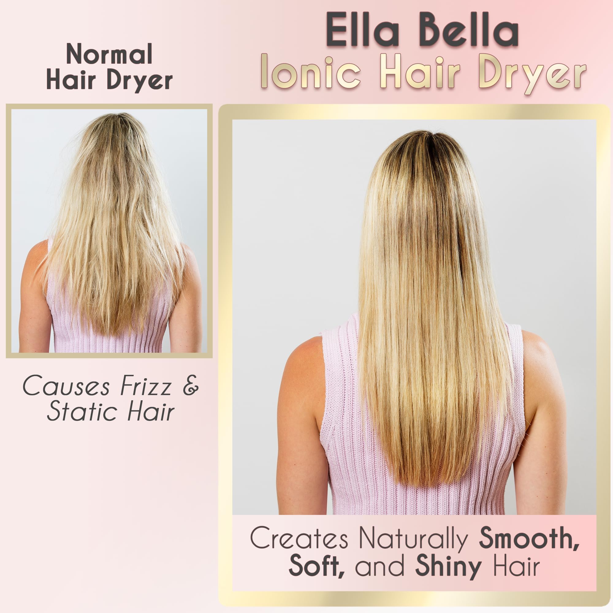 ELLA BELLA with diffuser attached demonstrates gentle drying for curled or wavy texture.
