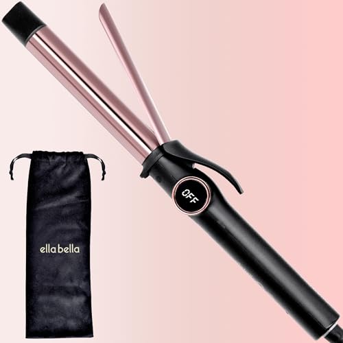ELLA BELLA Slimline Curling Iron compact, travel-ready with velvet travel bag.
