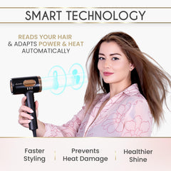 ELLA BELLA smart heat control panel demonstrating customized heat for all hair types.