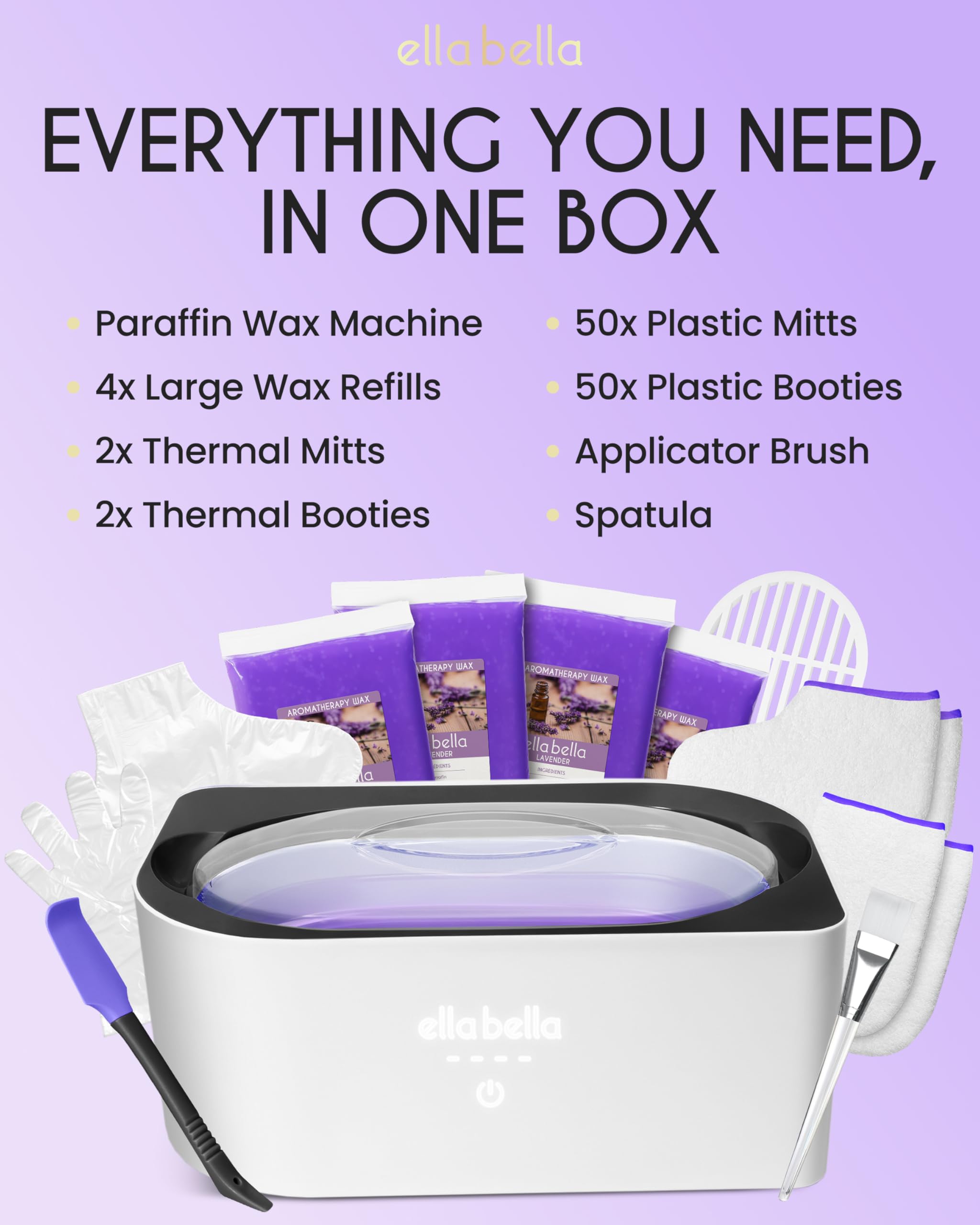 ELLA BELLA paraffin machine temperature control for personalized warmth.