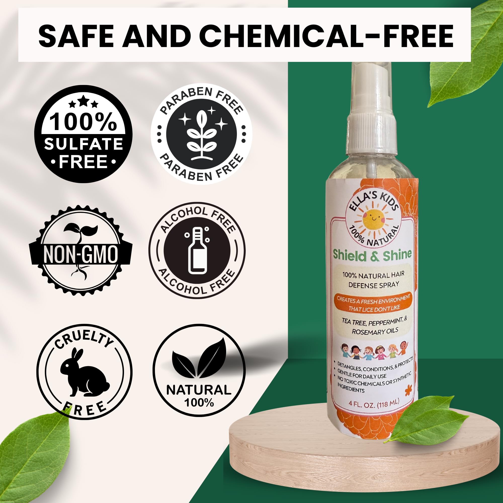 Ella's Kids free-from parabens and sulfates label signals gentle care.