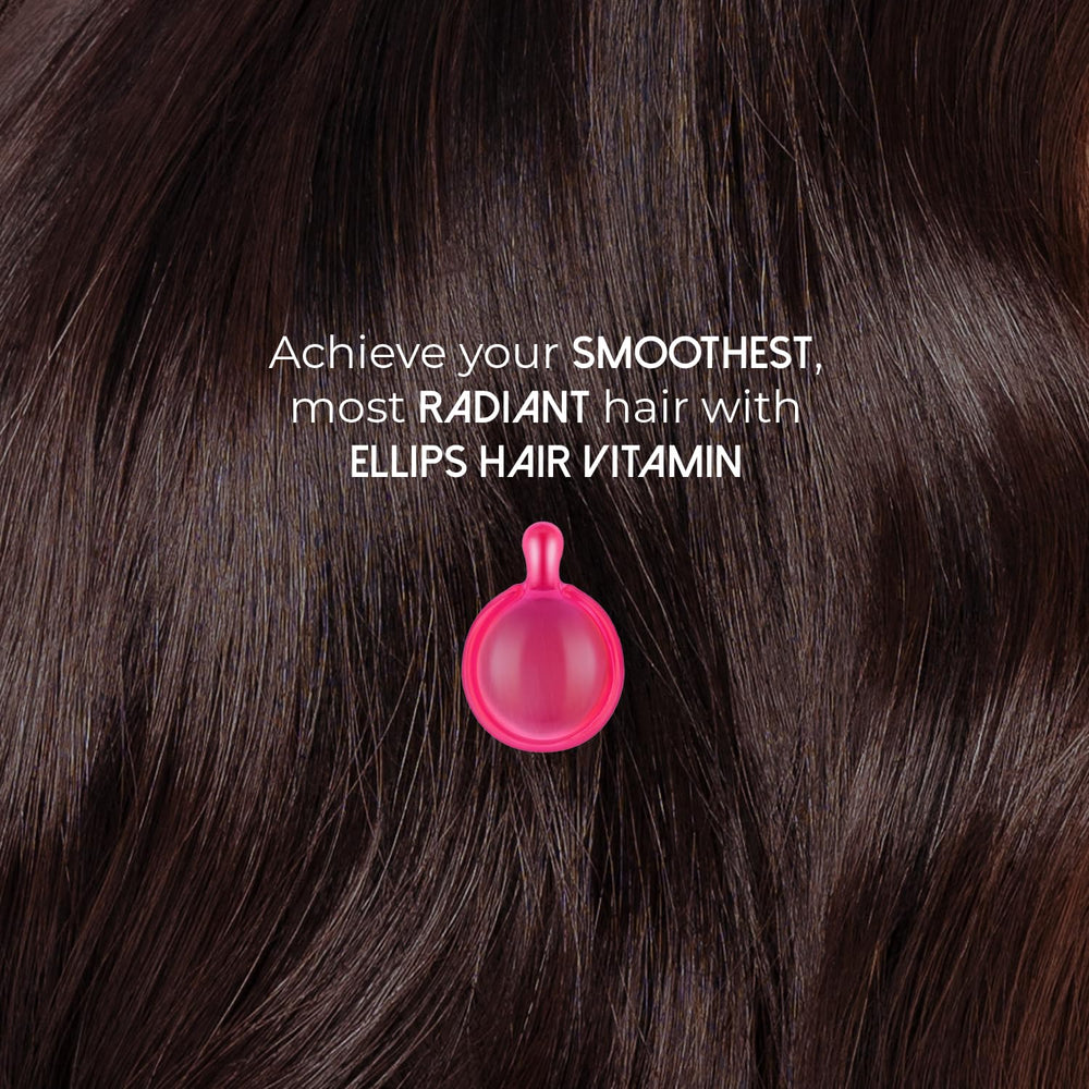 Ellips Hair Oil application on hair shows smooth texture and shine boost.