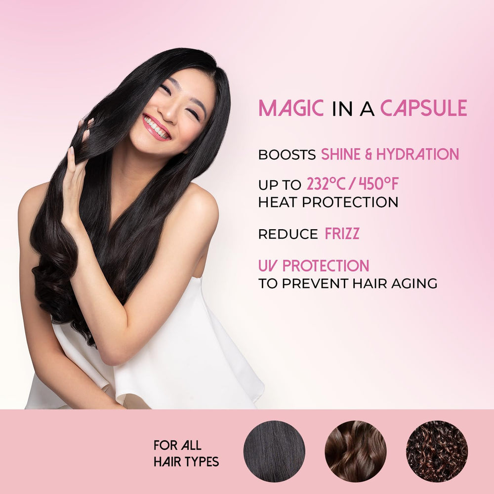 Ellips Hair Oil shine on hair close-up emphasizes radiant strands.