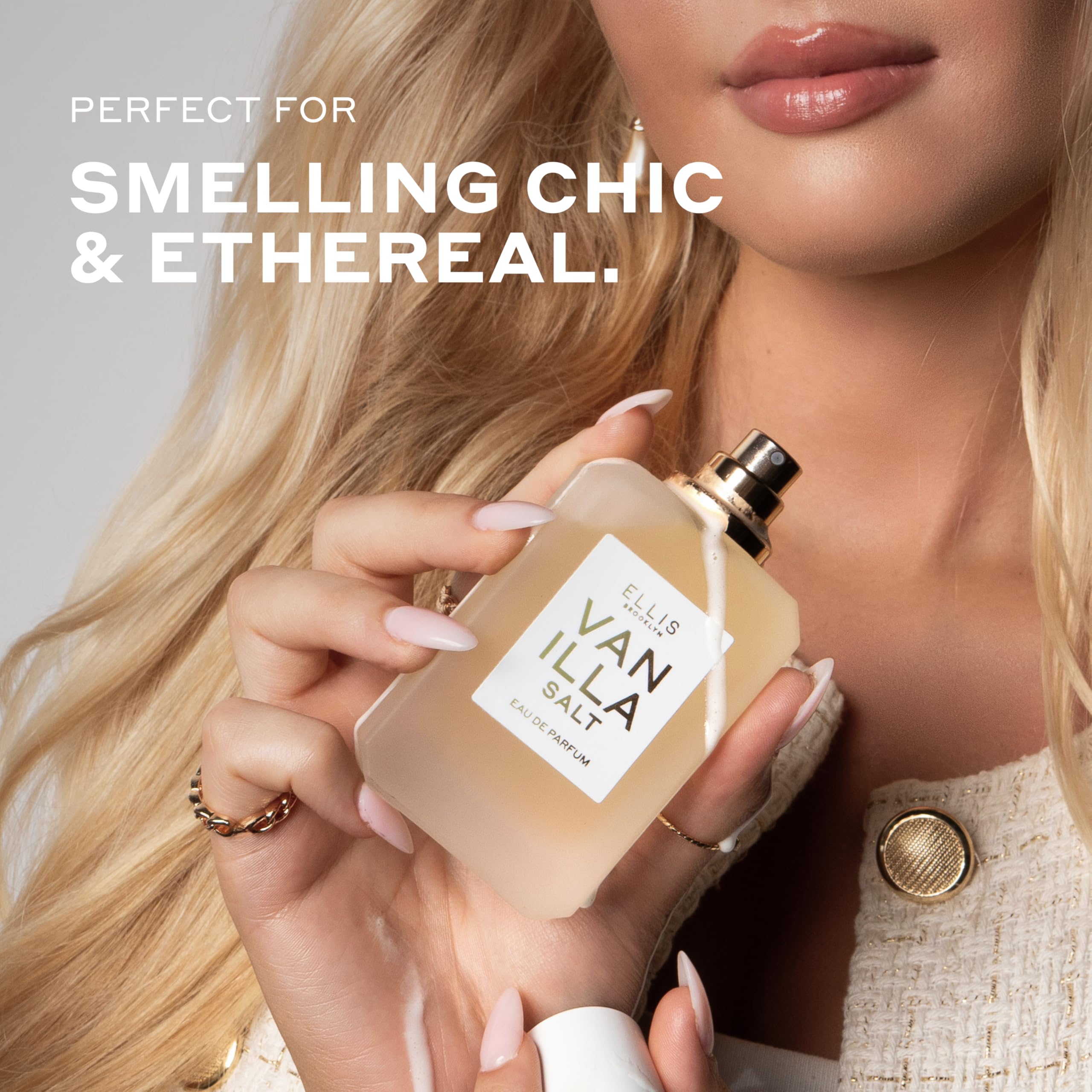 Ellis Brooklyn Vanilla Salt amber glass bottle highlights premium vegan fragrance.