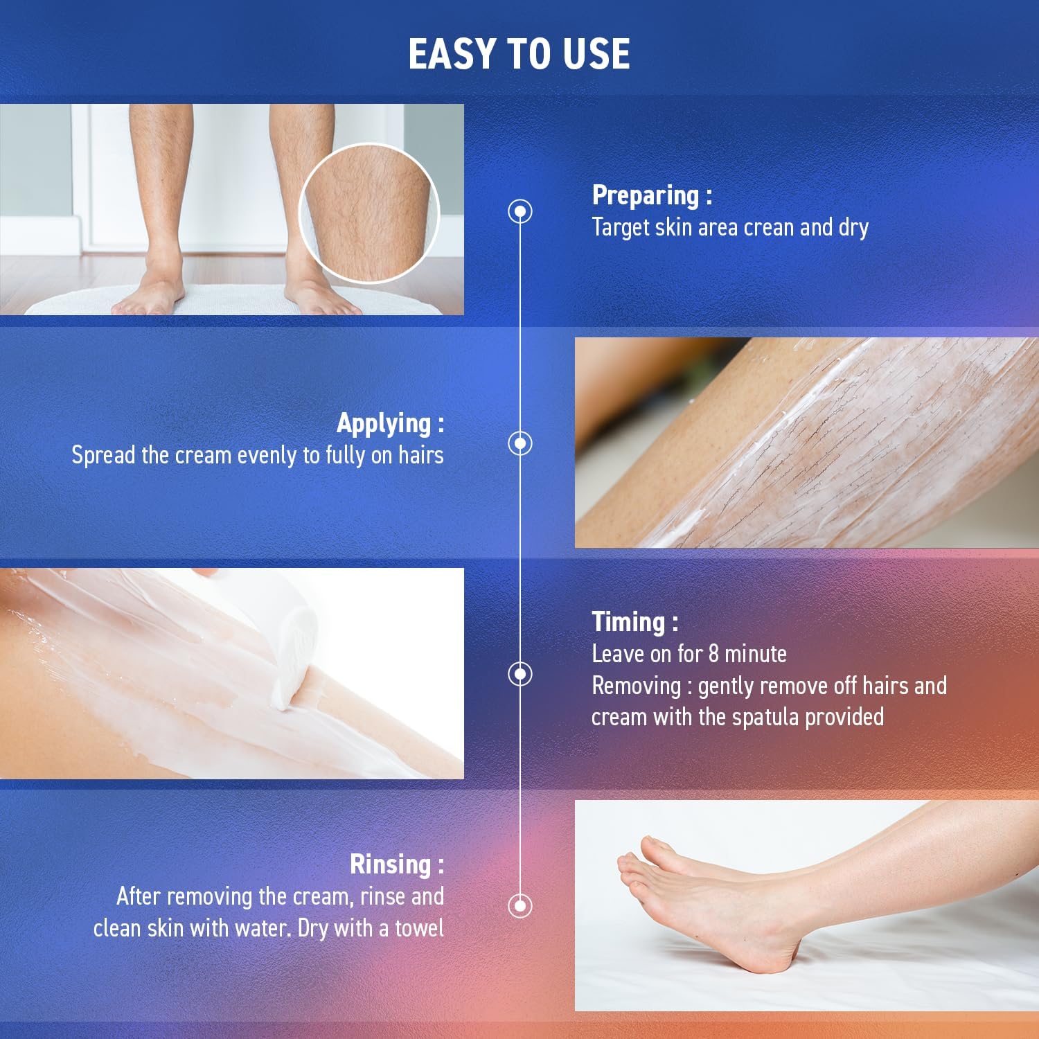Ellocy hair removal cream men back-smoothing reveals even skin after treatment.