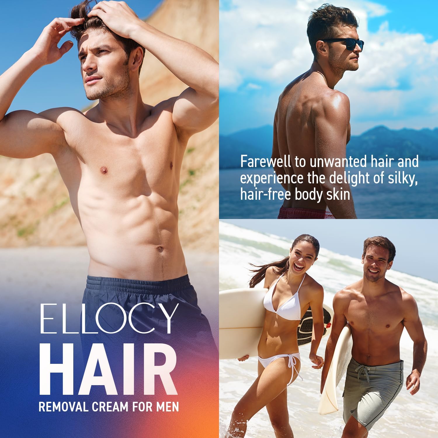 Ellocy hair removal cream men cruelty-free symbol reinforces ethical grooming.